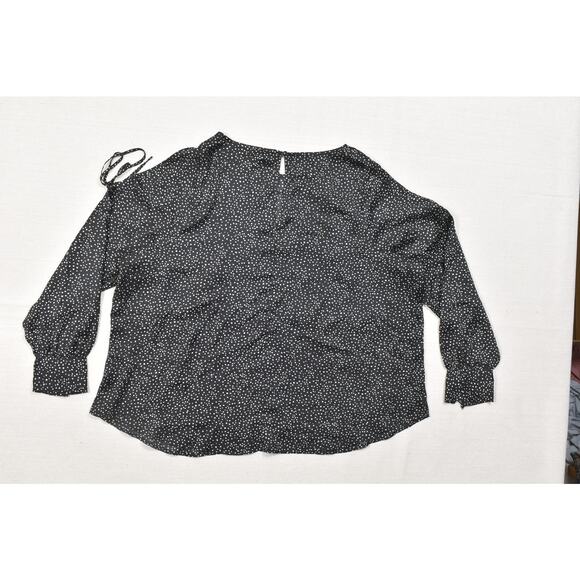 Lane Bryant Black White Polka Dot Blouse Plus Size 24 Long Sleeve Top - Picture 3 of 8